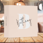 Modern Elegant Blush Pink Monogram Binder<br><div class="desc">A handwritten monogram design in an elegant style in black informal casual script typography over a blush bold pink initial oversized letter. The text can easily be customized for a design as unique as you are!</div>