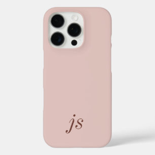 Modern Elegant Blush Pink Monogram Initials iPhone 16 Pro Case