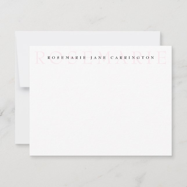 Modern Elegant Blush Pink Personalized Stationery Card (Front)