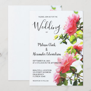 Modern elegant blush pink roses wedding invitation