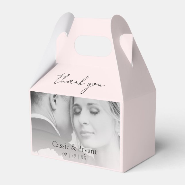 Modern Elegant Blush Pink Wedding Thank You Favor Box (Front Side)