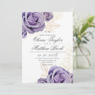Modern & Elegant Blush Purple Floral Wedding Invitation