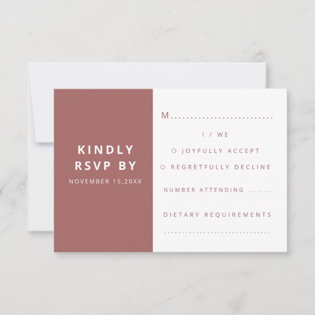 Modern Elegant boho Minimalist Wedding  RSVP Card (Front)