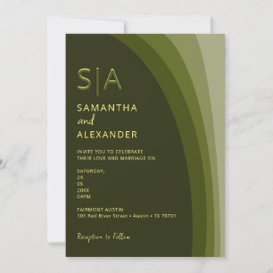 Modern Elegant Boho Sage Green Casual Wedding Invitation