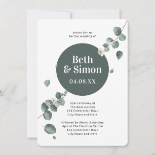 Modern Elegant Botanical Circle Wedding Invitation