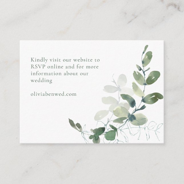 Modern Elegant Botanical Green Eucalyptus Wedding Enclosure Card (Front)