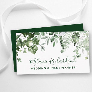 Modern Elegant Botanical Ivy Sage Ferns Green Business Card