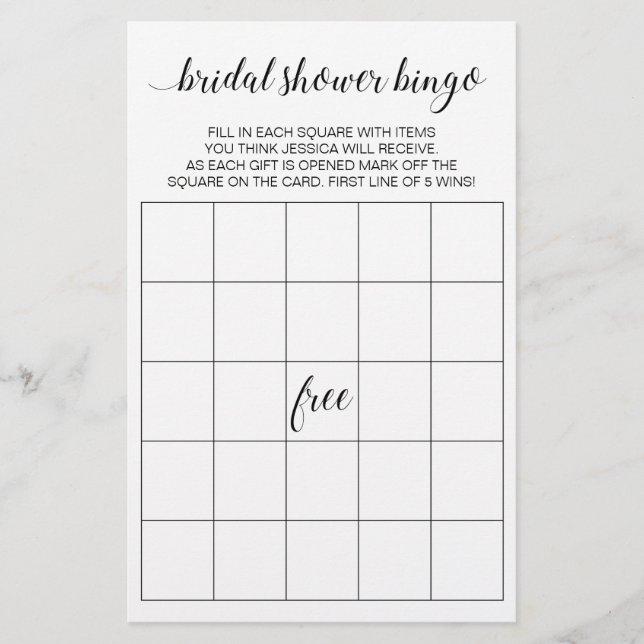 Modern Elegant Bridal Shower Bingo Game Flyer (Front)