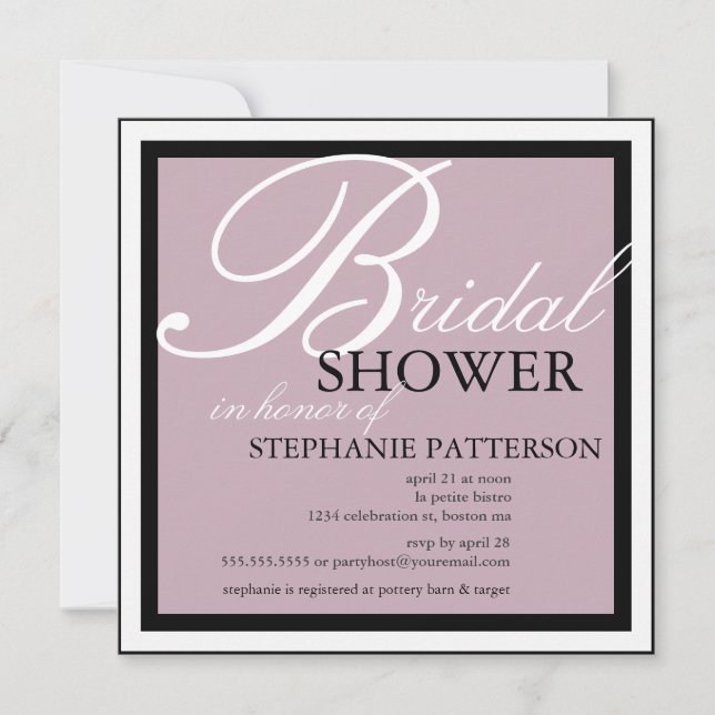 Modern & Elegant Bridal Shower in Lilac Invitation (Front)