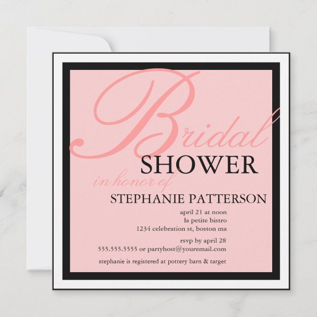 Modern & Elegant Bridal Shower in Pink Invitation (Front)