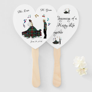Modern Elegant Bride Groom Wedding Hand Fan
