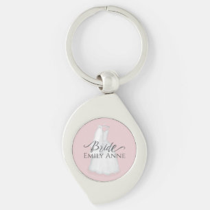 Modern Elegant Bride Minimalist Blush Pink Keychain