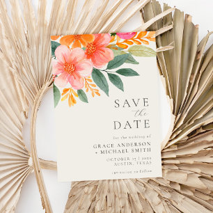 Modern Elegant Bright Floral Wedding Save The Date