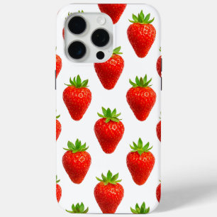 Modern elegant bright watercolor red strawberries iPhone 15 pro max case