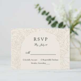 Modern elegant brown beige wedding rsvp card