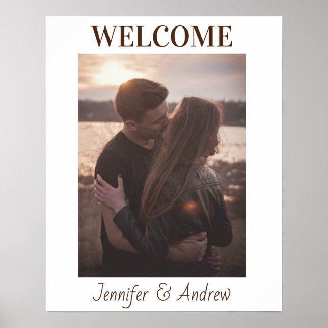 Modern Elegant Brown Tone Photo Welcome Sign (Front)