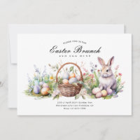Modern Elegant Bunny Easter Brunch & Egg Hunt