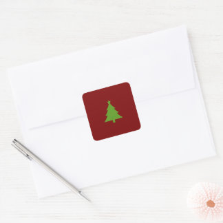 Modern Elegant Burgundy Green Christmas Square Sticker
