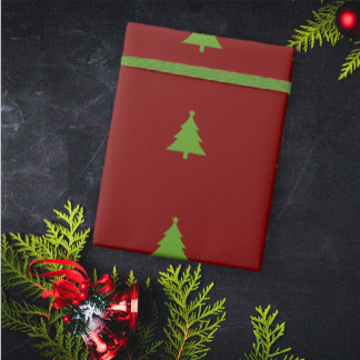 Modern Elegant Burgundy Green Christmas Wrapping Paper