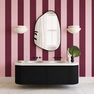 Modern Elegant Burgundy & Pale Pink Striped Wallpaper