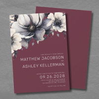 Modern Elegant Burgundy Red Floral Wedding