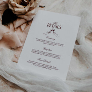 Modern Elegant Burgundy Wedding Details Enclosure Card
