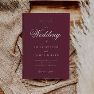 Modern Elegant Burgundy Wedding Invitation