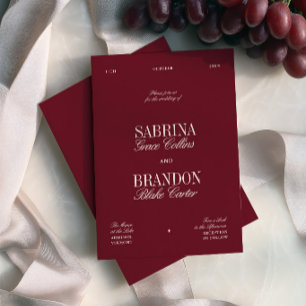 Modern Elegant Burgundy Wedding Invitation