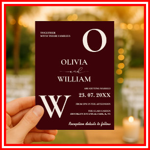 Modern Elegant Burgundy Wedding Invitation