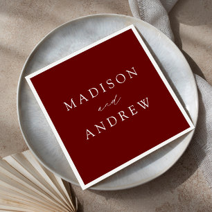 Modern Elegant Burgundy Wedding Napkin