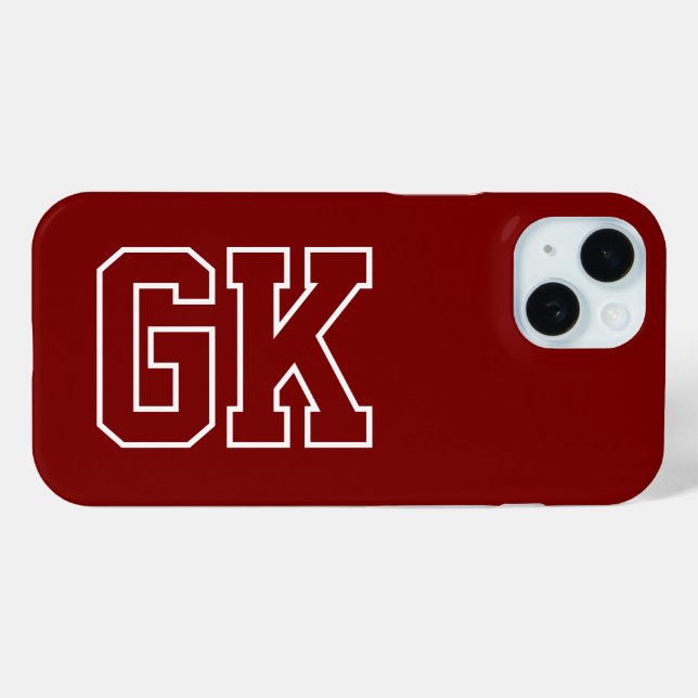 Modern Elegant Burgundy White Monogram Initials Case-Mate iPhone Case (Back (Horizontal))