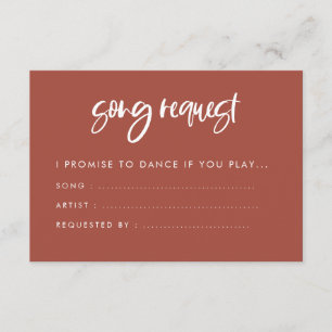 Modern elegant burnt brick wedding Song request Enclosure Card