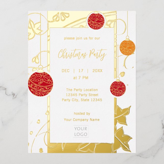 Modern Elegant Business Christmas Foil Invitation Postcard (Front)
