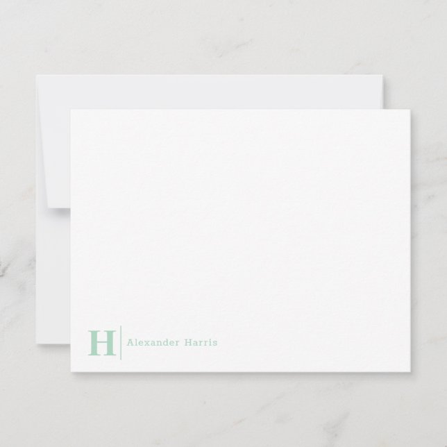 Modern Elegant Business Monogram Line Mint Green Card (Front)