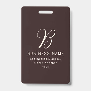 Modern Elegant Business Name Monogram   Dark Brown Badge
