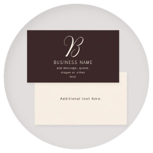 Modern Elegant Business Name Monogram Dark Brown Card
