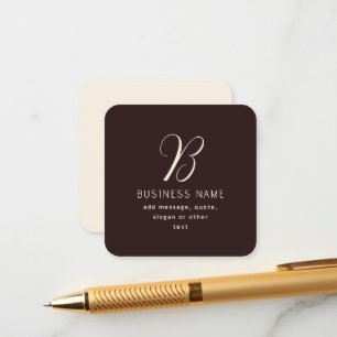Modern Elegant Business Name Monogram   Dark Brown Enclosure Card