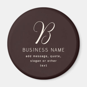 Modern Elegant Business Name Monogram   Dark Brown Magnet