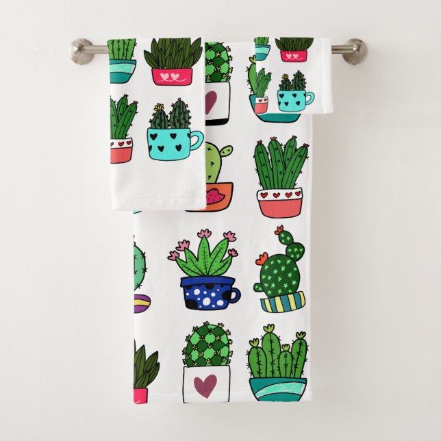 Modern elegant cactus in a pot towel set (Insitu)