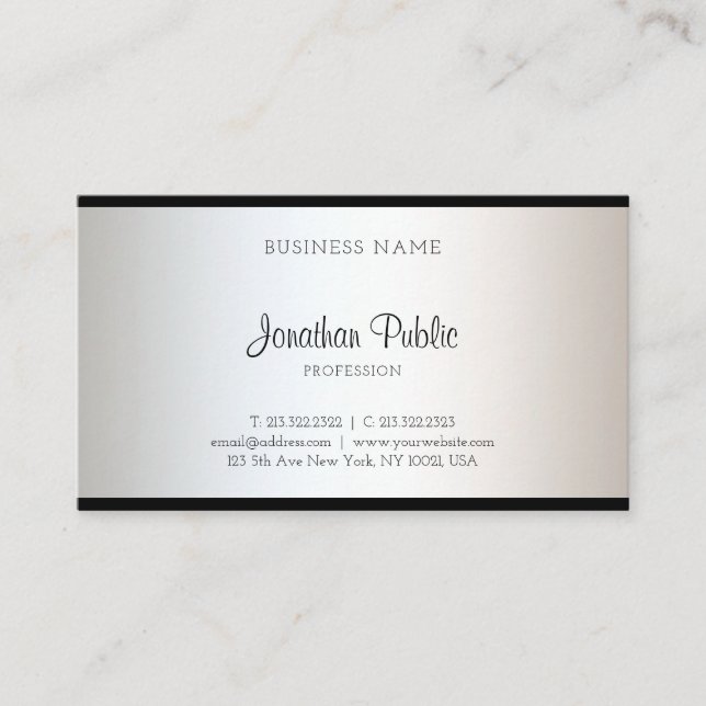 Modern Elegant Calligraphed Script Creative Plain Business Card (Front)