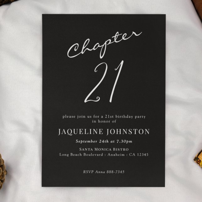 Modern Elegant Calligraphy 21st Birthday Invitation (Creator Uploaded)