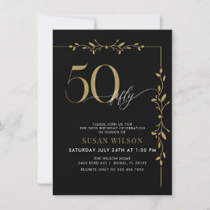 Modern Elegant Calligraphy 50th Birthday Invitation