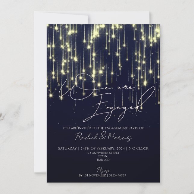 Modern Elegant Calligraphy Engagement Party Invitation (Front)