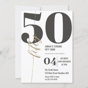 Modern Elegant Calligraphy FIFTY 50th Birthday  Invitation