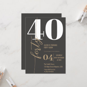 Modern Elegant Calligraphy FORTY 40th Birthday  Invitation