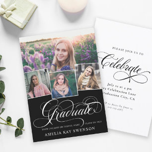 Modern Elegant Calligraphy Graduation Invitation