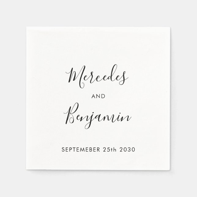 Modern Elegant Calligraphy Personalized Wedding Napkin (Front)