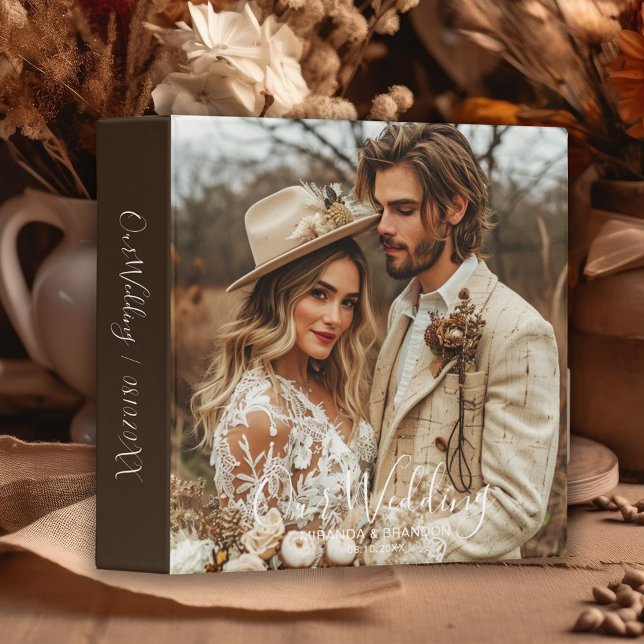 Modern Elegant Calligraphy Photo Wedding Album Binder (Creator Uploaded)