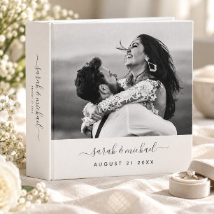 Modern Elegant Calligraphy Photo Wedding Album Binder