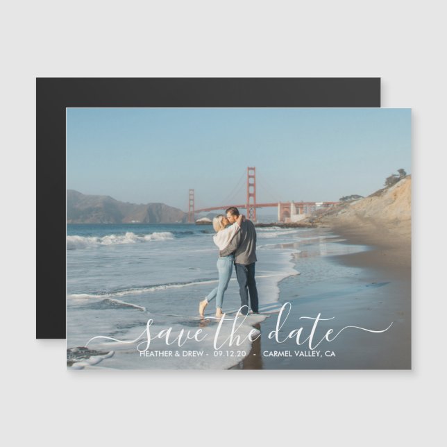 Modern Elegant Calligraphy Save The Date Wedding (Front/Back)